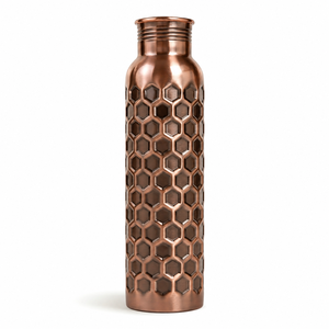 Pure Copper <b>Water</b> <b>Bottle</b> Honeycomb Design Leakproof Reusable Drinking <b>Bottle</b> Ayurvedic Metal Drinkware for Wholesale <b>Bulk</b> Supply - Product Image 1
