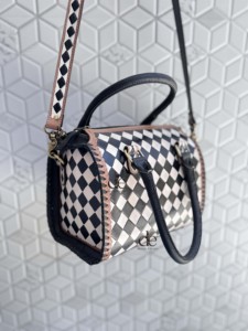 Luxury Designer Hand Tooled Carving Leather Speedy Handbag Gypsy Boho Checkers Pattern Western Stylish Women Shoulder Bag - Product Image 2