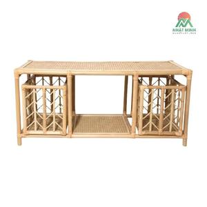 Armoire en rotin NHAT MINH, design tropical, unité de rangement écologique pour salon, 2 étagères - Product Image 1