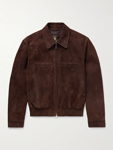 <b>Men's</b> <b>Brown</b> <b>Suede</b> Denim <b>Jacket</b> Mandarin Collar Zipper Closure Regular Fit Solid Color Winter Style Casual Wear Eco-Friendly - Product Image 1