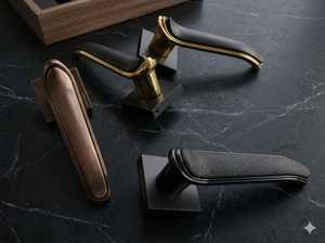 Luxury Alloy Mortise Door <b>Handle</b> Set Modern Matte Black Gold Interior Room Door <b>Lock</b> <b>Handle</b> Premium Hardware Lever on Rose - Product Image 1