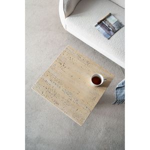 Comodino quadrato color crema con base a piedistallo 20x20x24 - Product Image 5