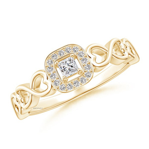 Anillo de Compromiso y Boda de Lujo con Diamante Cultivado en Laboratorio, Corte Princesa, para Mujer, en Oro de 10K/14K/18K y Plata 925/935 con Baño de Rodio - Product Image 4