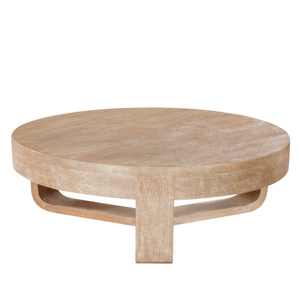 Ensemble de tables basses de salon modernes en bois de manguier massif, forme ronde, finition brune naturelle sablée, courbes élégantes, artisanat raffiné - Product Image 5