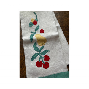GOTS certificado cereza borde rojo 100% algodón bordado 18x28 pulgadas 180 GSM duradero nuevo lazo colgante al por mayor toallas de cocina - Product Image 3