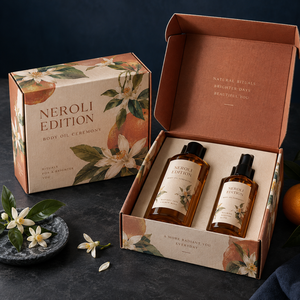 Caja de Embalaje de Cartón Corrugado Impresa Personalizada para Aceite Corporal NEROLI Ceremony - Product Image 1