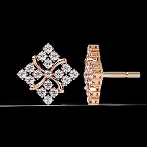 925 Sterling Silver <b>Moissanite</b> <b>Earrings</b>, Square Cluster Studs, Brilliant Colorless <b>Moissanite</b> Fine Jewelry, Anniversary Gift for - Product Image 2