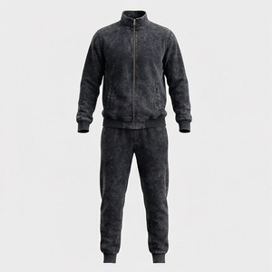 Survêtement de course athlétique décontracté pour homme avec fermeture éclair intégrale, pantalon de survêtement évasé personnalisé, imprimé uni, couleur personnalisable - Product Image 1
