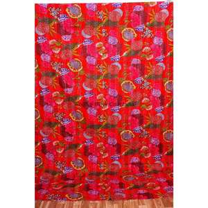 Nueva llegada: Colcha Kantha 100% algodón orgánico, hecha a mano, estampada, reversible, vintage, ecológica, para todas las estaciones, tamaño doble. - Product Image 1