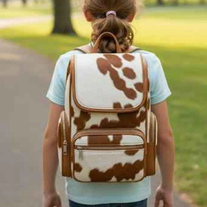 Mochilas escolares de cuero vacuno de lujo con pelo, venta al por mayor, proveedor OEM, bolsos para estudiantes hechos a mano de primera calidad para exportación a bajo precio - Product Image 3