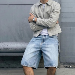 Pantalones Cortos de Algodón 100% para Hombre, Corte Recto, Estilo Casual Urbano, Transpirables, para Uso Diario, Moda de Verano - Product Image 2