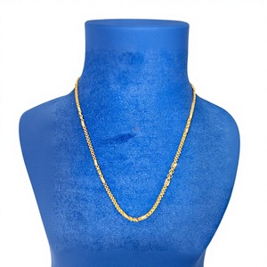 Élégante Chaîne torsadée en or massif 22 carats avec accents en forme de barillet, Collier en or jaune véritable certifié BIS, Bijou - Product Image 1