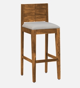 Segur PU Leather Full Back <b>Bar</b> <b>Stool</b> Rustic Teak Finish Grey Cushioned Seat <b>Adjustable</b> Metal Base Commercial Use Counter <b>Height</b> - Product Image 1