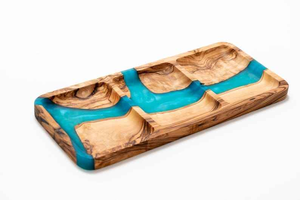 Natural House Luxury Olive Wood and Resin Serving Tray Divider Platter for Fruits <b>Cheese</b> Charcuterie Tapas Coffee Snack - Product Image 2