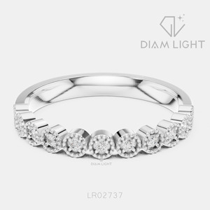 Bague de fiançailles en diamant de laboratoire certifié IGI 0,121 carat, or blanc 14 carats, taille ronde, F+ VS+, pavé, bijoux pour femmes - Product Image 1