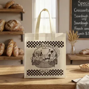 Sac fourre-tout écologique personnalisé en non-tissé réutilisable pour l'emballage alimentaire de boulangerie avec poignée pour exposition - Product Image 2