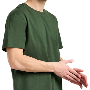 T-shirt en coton vert pour homme, col rond, manches courtes, coupe classique, couleur unie, jersey décontracté, design uni, respirant - Product Image 5