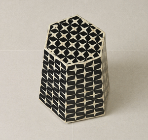 Black Ivory Bone Inlay Modern Handmade Wooden Nightstand Accent <b>Stool</b> <b>Bedside</b> Cabinet Hexagon Side Table <b>for</b> Bedroom - Product Image 4