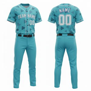 Ensemble d'uniformes de baseball personnalisés à manches courtes, maillot imprimé et pantalon 100 % polyester, séchage rapide, respirant, toutes saisons, sports d'équipe - Product Image 3