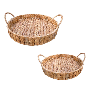 Bandeja de Jacinto de Agua Hecha a Mano con Asas, Cesta Decorativa para Almacenamiento de Frutas y Organización del Hogar - Product Image 1