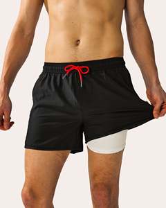Shorts de sport pour homme 2 en 1 personnalisés, double couche, pour entraînement, course à pied et gym, avec doublure de compression intégrée et poches latérales - Product Image 1