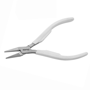 Pince à bec plat 120 mm en acier inoxydable à mâchoires lisses, avec poignée en plastique blanc à ressort, pour la précision, le gainage de fils, la fabrication de bijoux et les outils OEM pour circlips - Product Image 1