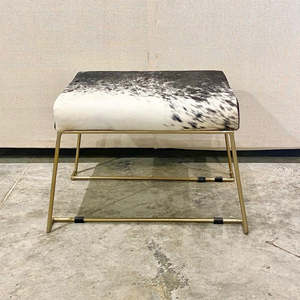 Modern Leather Ottoman with Gold Metal Frame Living Room Furniture - Product Image 2