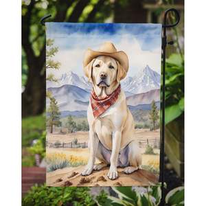 Drapeau de jardin de bienvenue du Labrador Retriever Cowboy multicolore Boîte aux lettres Drapeau de cour décoratif Bannière pour patio Oeuvre d'art pour parterres de fleurs - Product Image 3
