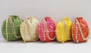 Sac Potli brodé à la main multicolore, pochette à cordon perlée, accessoire cadeau festif traditionnel, mariage indien - Product Image 2