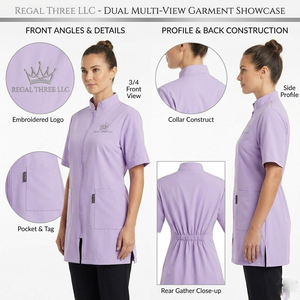 Tablier de toilettage pour femme à manches courtes, veste professionnelle de toilettage pour animaux, cape de coiffeuse pour animaux avec fermeture éclair - Product Image 5
