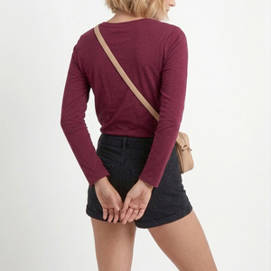 Blusa de Mujer con Cuello en V, Color Sólido, Informal, Transpirable, Corte Regular, para Todas las Temporadas, Manga Larga - Product Image 6