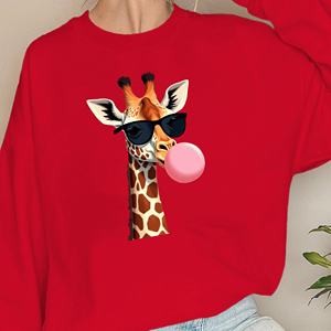 Sweats femme girafe soufflant rose bubblegum - Product Image 1