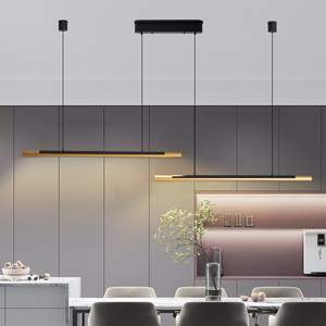Lámpara Colgante LED Moderna de Hierro Negro y Dorado de 75 Pulgadas con Diseño de Doble Tubo, Ajustable para Comedor, Cocina y Sala de Estar - Product Image 4