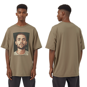 Camiseta de Gran Tamaño con Cuello Redondo y Estampado Gráfico para Hombre, Estilo Vintage, Algodón, Moda Urbana, Manga Corta, 320g - Product Image 2