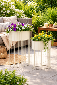 Juego de Macetas Metálicas de Lujo con Soportes Altos de Alambre, Elegantes Macetas Modernas para Interiores, Exteriores, Jardín, Patio, Balcón y Hogar - Product Image 3