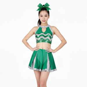 ชุดฝึกซ้อมเชียร์ลีดเดอร์สำหรับสาวๆ เสื้อกล้ามและกางเกงขาสั้น ชุดกีฬา ชุดฝึกซ้อมเต้น ชุดสำหรับทีมเต้น - Product Image 2