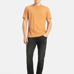 T-shirt à manches courtes col rond pour homme, couleur unie, coupe classique, tricoté, 100% coton jersey - Product Image 5