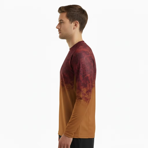 <b>Men</b>’s Long Sleeve T Shirt Quick Dry Polyester Gradient Sublimation Print Custom Apparel OEM Bulk Manufacturer - Product Image 4