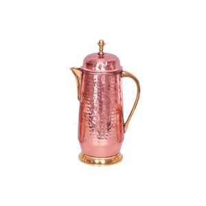 Carafe en cuivre artisanale népalaise gravée, pichet à eau traditionnel avec verre assorti, boisson ayurvédique - Product Image 4