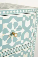 Meilleure qualité incrustation d'os blanc et vert clair 6 tiroirs incrustation d'os commode et commode décoration de salon Made In India