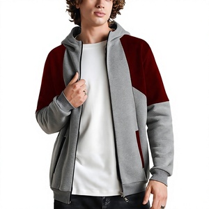 Sudadera con capucha y cremallera para hombre, con bloques de color, 280 GSM, poliéster y algodón, forro polar lavado, logotipo personalizado, ropa al por mayor - Product Image 6