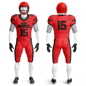 Uniformes d'équipe de football américain sur mesure, couture de haute qualité, OEM, 100% polyester, imprimé par sublimation, taille élastique à l'avant - Product Image 2