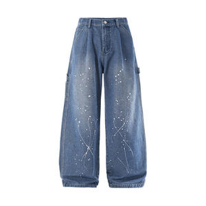 Service OEM : Jeans baggy pour hommes, style streetwear, coupe lourde, personnalisés, vintage, à jambe large, effet délavé boue - Product Image 1