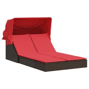 Tumbona Doble de Ratán Sintético Marrón para Patio, Muebles de Exterior Elegantes - Product Image 2
