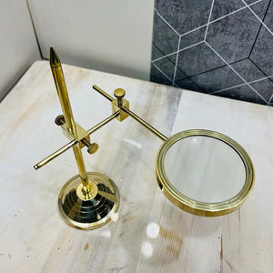 Loupe de bureau vintage en laiton réglable avec support à bras croisé |   Loupe d'inspection d'antiquités - Product Image 1