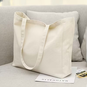 Women's Fashion Canvas Large Capacity Multi-Pocket Tote Bag Zipper Drawstring Button Closure Reusable Eco-Friendly Washable - Product Image 3