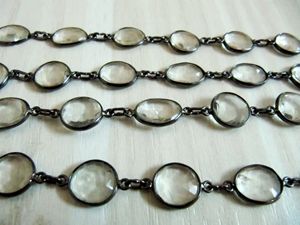 Cadena Conectora de Cuarzo Natural en Forma de Pepita Irregular de 12 a 15 mm, Chapada en Plata, Oro y Negro, de Eminent Jewel - Product Image 5