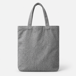 Sac fourre-tout en coton recyclé 225 GSM gris avec poignées courtes, logo personnalisé, sac de shopping promotionnel, fabricant en gros, OEM, ODM, exportateur - Product Image 5