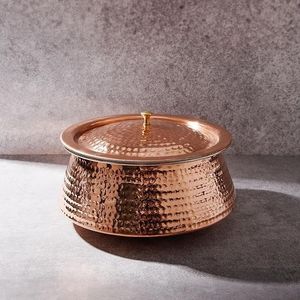 Luxury Handmade Brass Buffet Serving Casserole with Lid Hammered Food Warmer Round Serving Dish Hotel Restaurant Wholesale - Product Image 5
