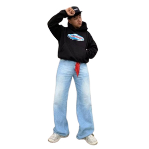 High Street Fashion Apparel Supplier Casual Outfit 100% Cotton Made Hoodies Oversized Screen Print Logo <b>Pullovers</b> <b>Men</b> Sweatsuit - Product Image 1